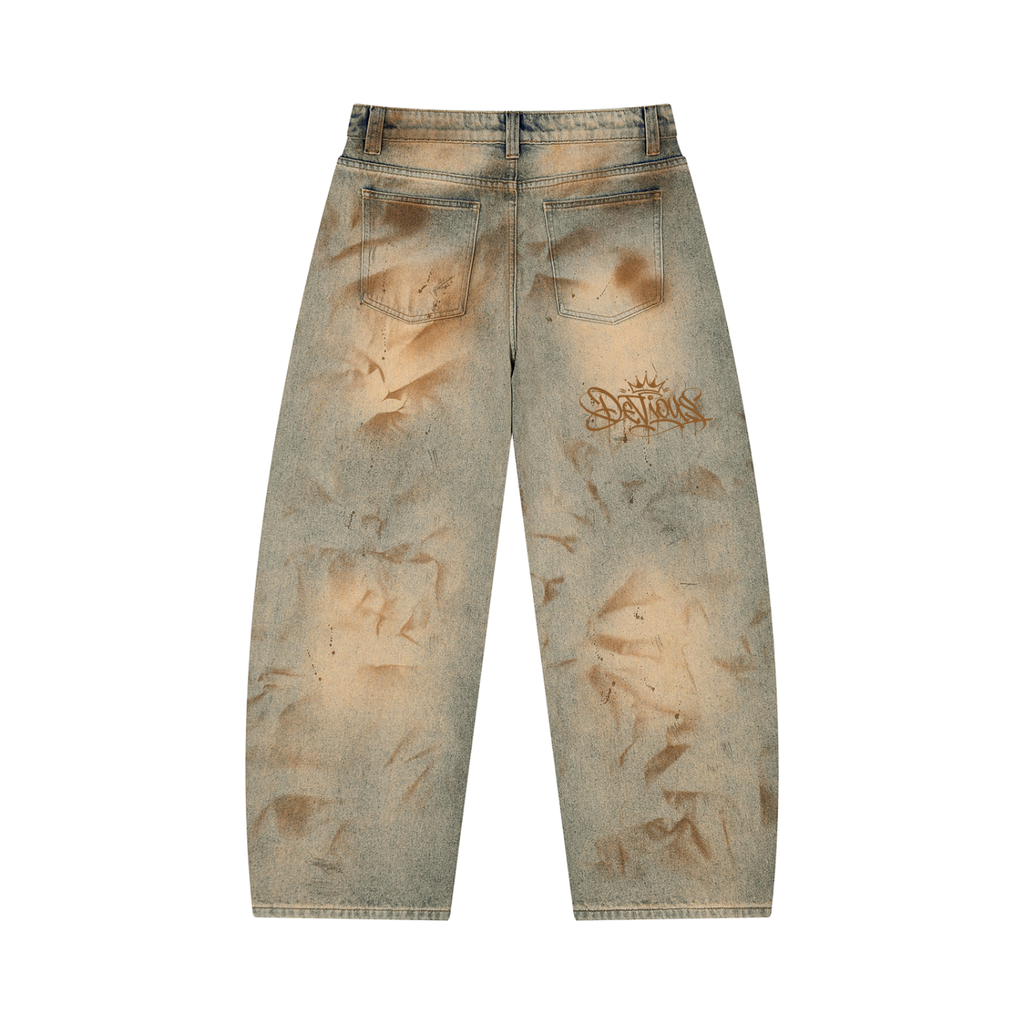 DeViou$ Men’s Vintage Wash Barrel Leg Jeans