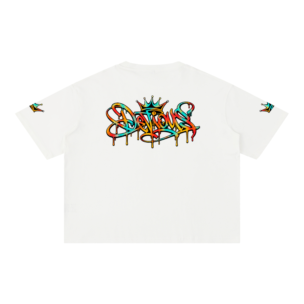 DeViou$ Devine Spray Mineral Wash Boxy Cotton T-Shirt