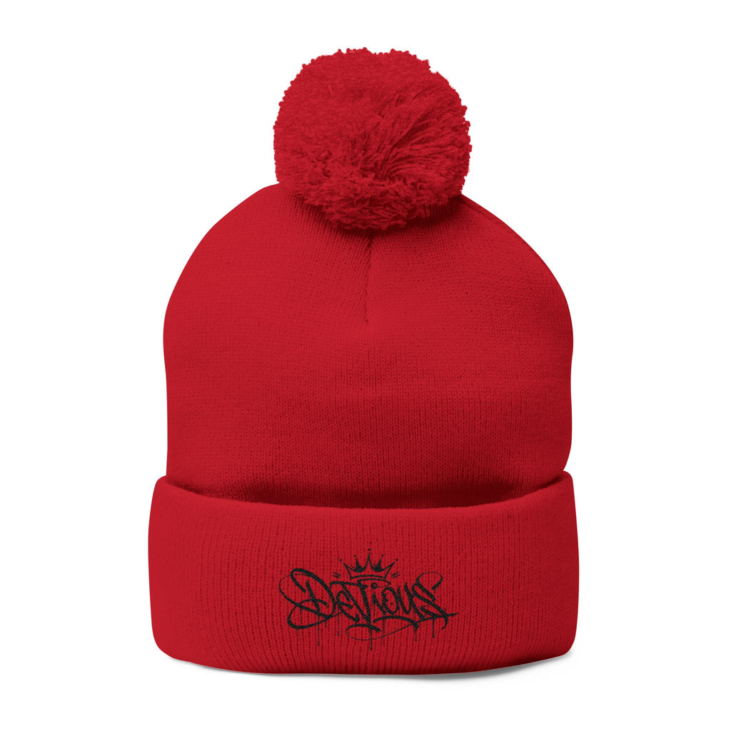 DeViou$ Embroidered Pom-Pom Beanie