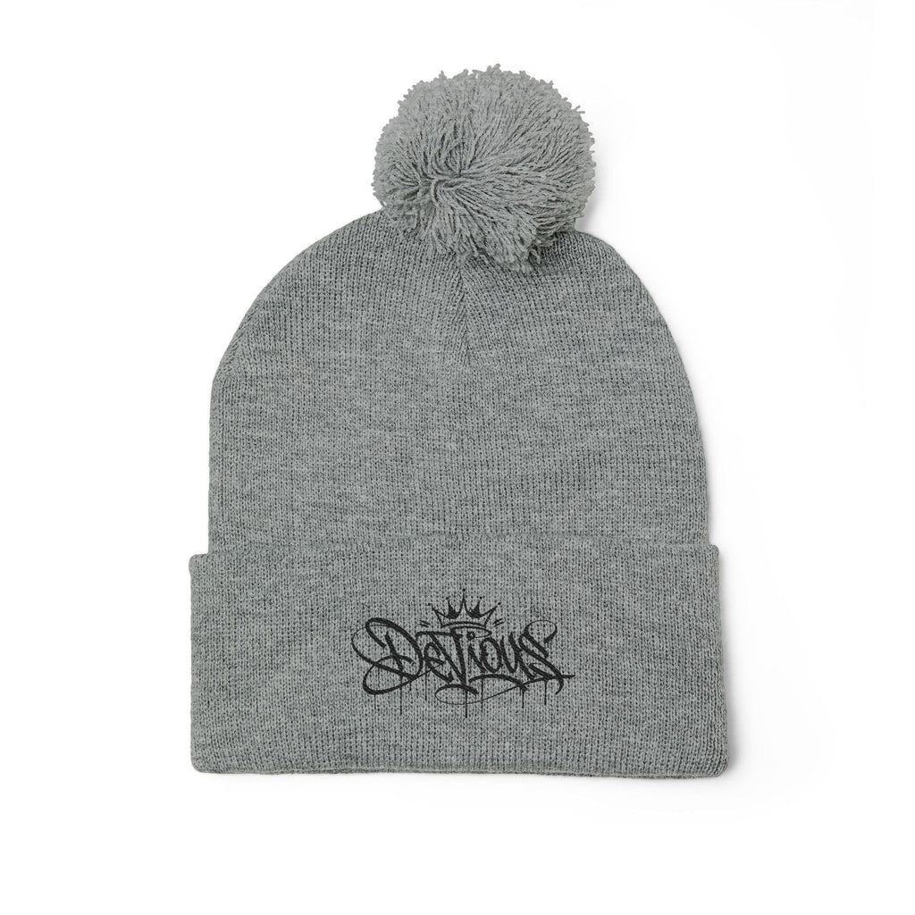 DeViou$ Embroidered Pom-Pom Beanie