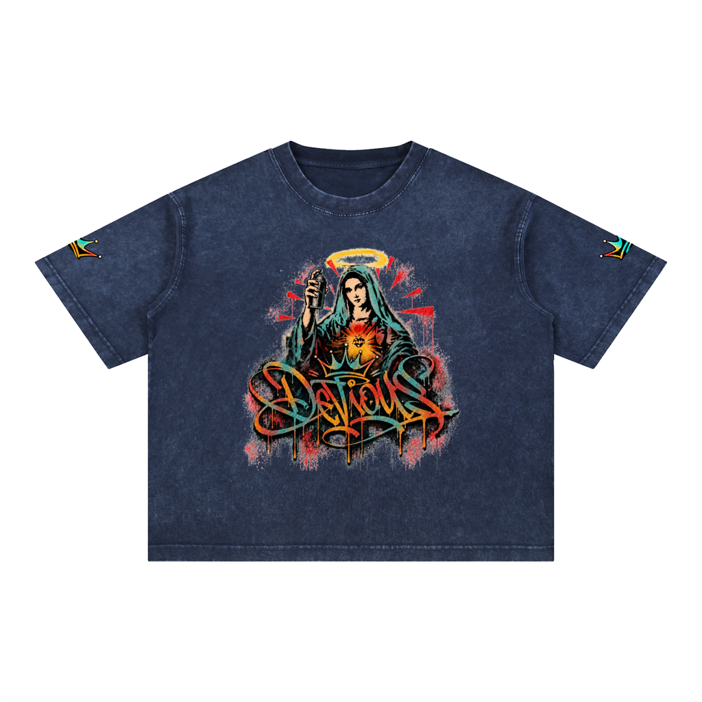 DeViou$ Devine Spray Mineral Wash Boxy Cotton T-Shirt