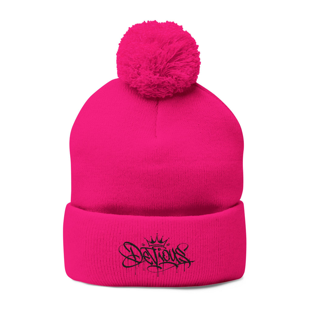 DeViou$ Embroidered Pom-Pom Beanie