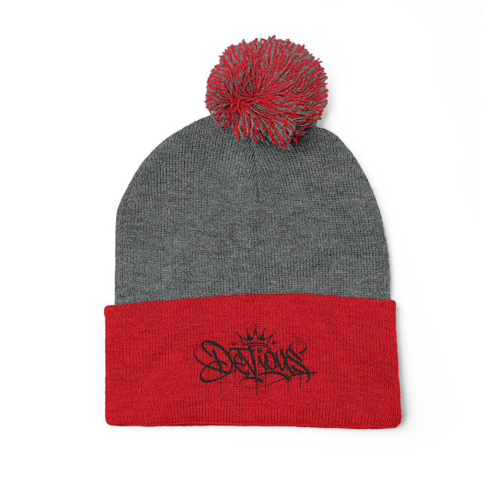 DeViou$ Embroidered Pom-Pom Beanie