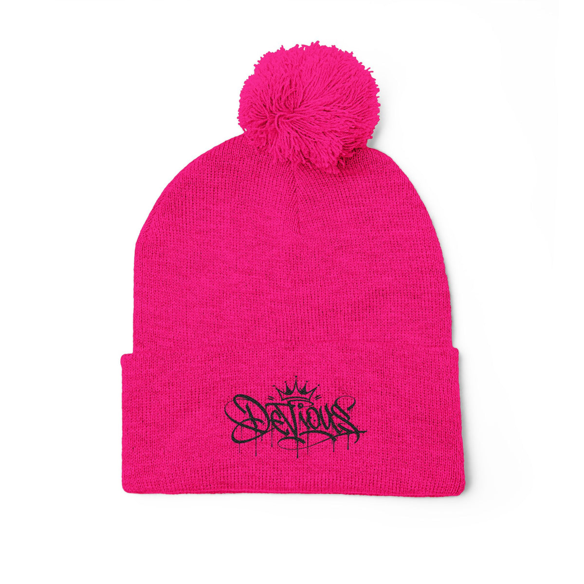 DeViou$ Embroidered Pom-Pom Beanie