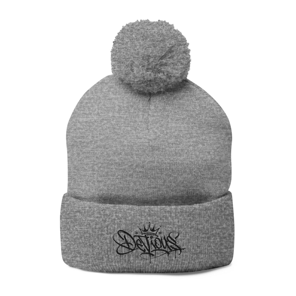 DeViou$ Embroidered Pom-Pom Beanie