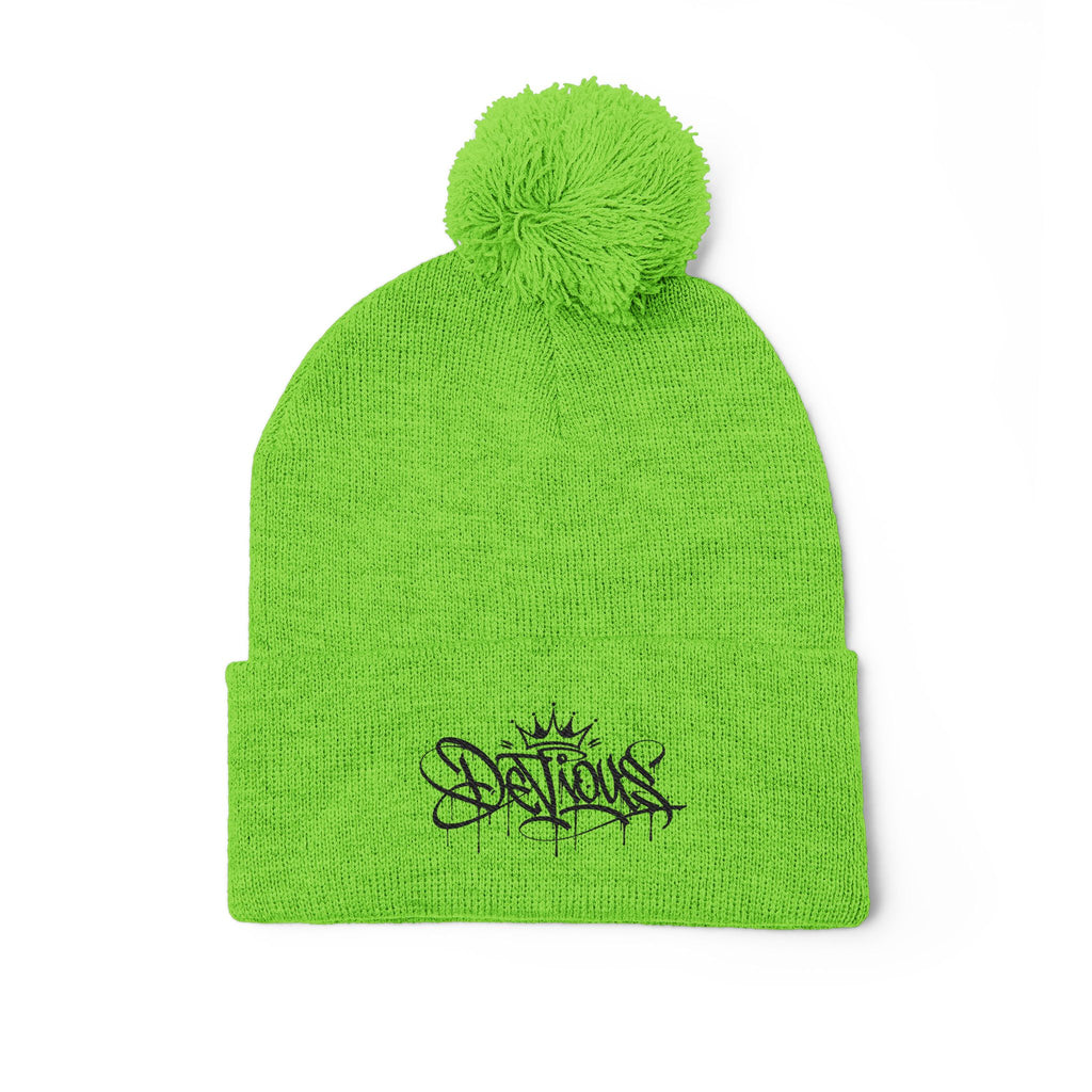 DeViou$ Embroidered Pom-Pom Beanie