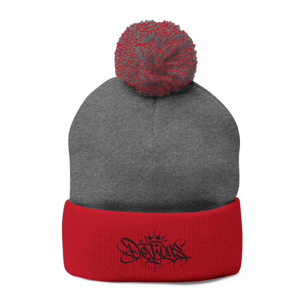 DeViou$ Embroidered Pom-Pom Beanie