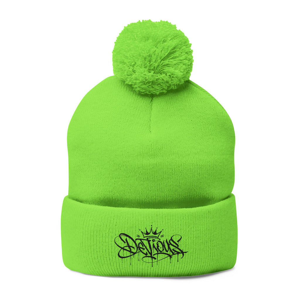 DeViou$ Embroidered Pom-Pom Beanie