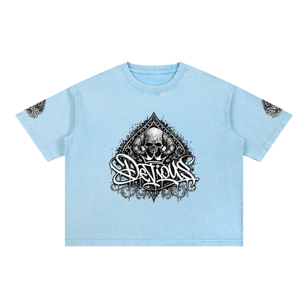 DeViou$ Spade and Skull Mineral Wash Boxy T-Shirt