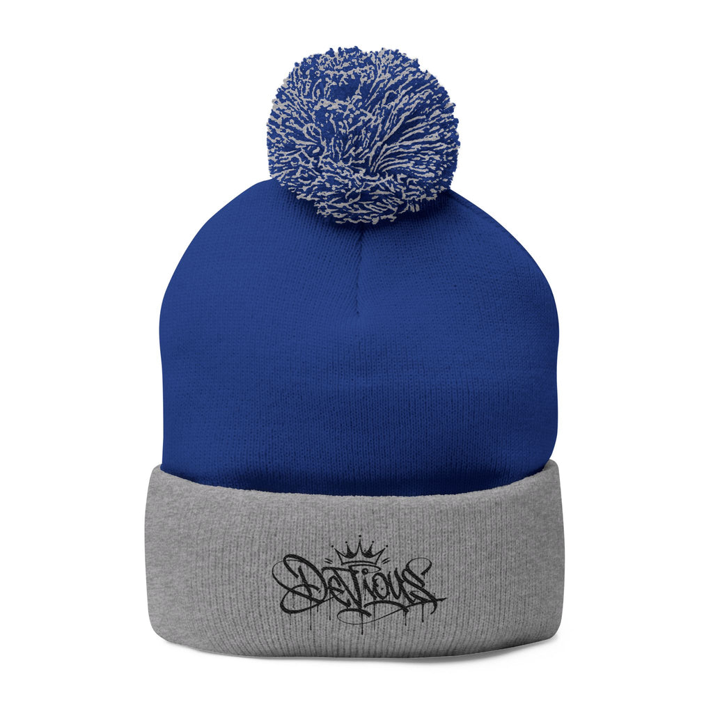 DeViou$ Embroidered Pom-Pom Beanie