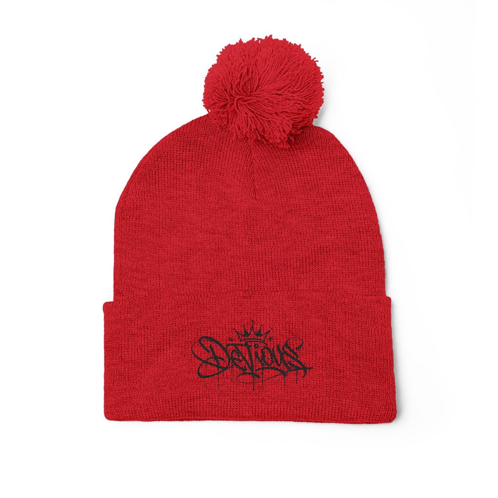 DeViou$ Embroidered Pom-Pom Beanie