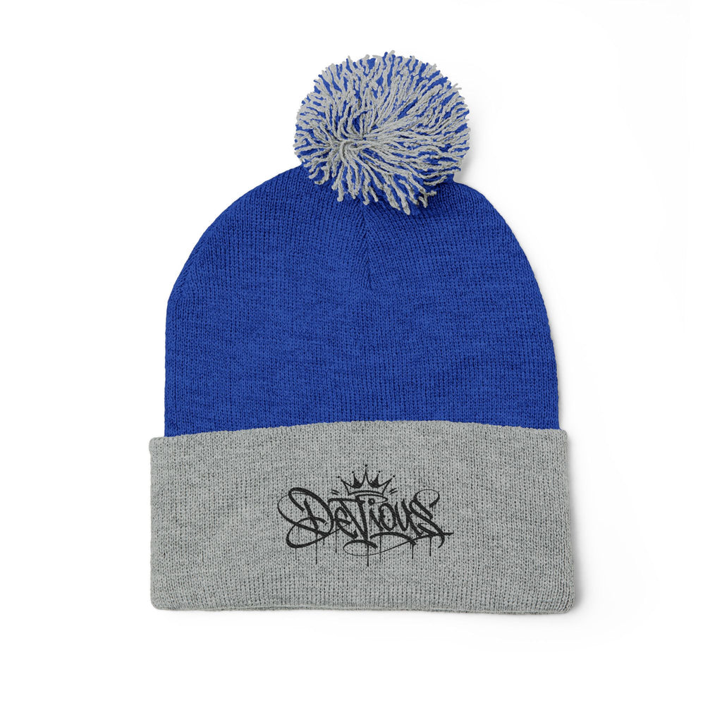 DeViou$ Embroidered Pom-Pom Beanie