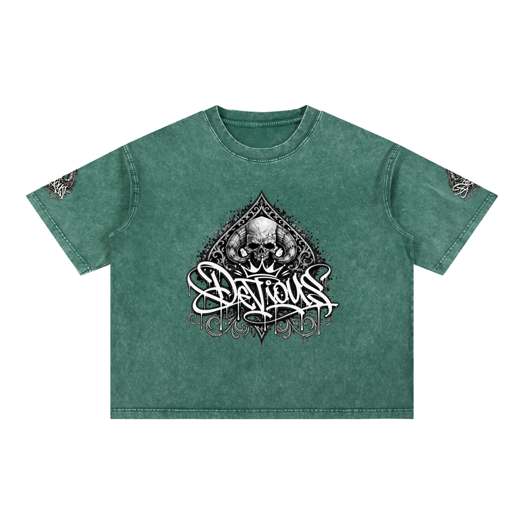 DeViou$ Spade and Skull Mineral Wash Boxy T-Shirt