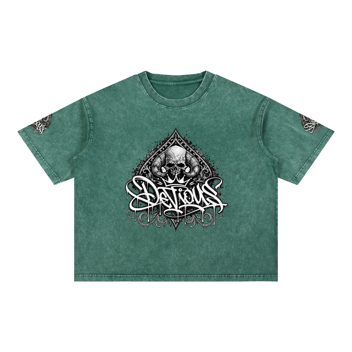 DeViou$ Spade and Skull Mineral Wash Boxy T-Shirt