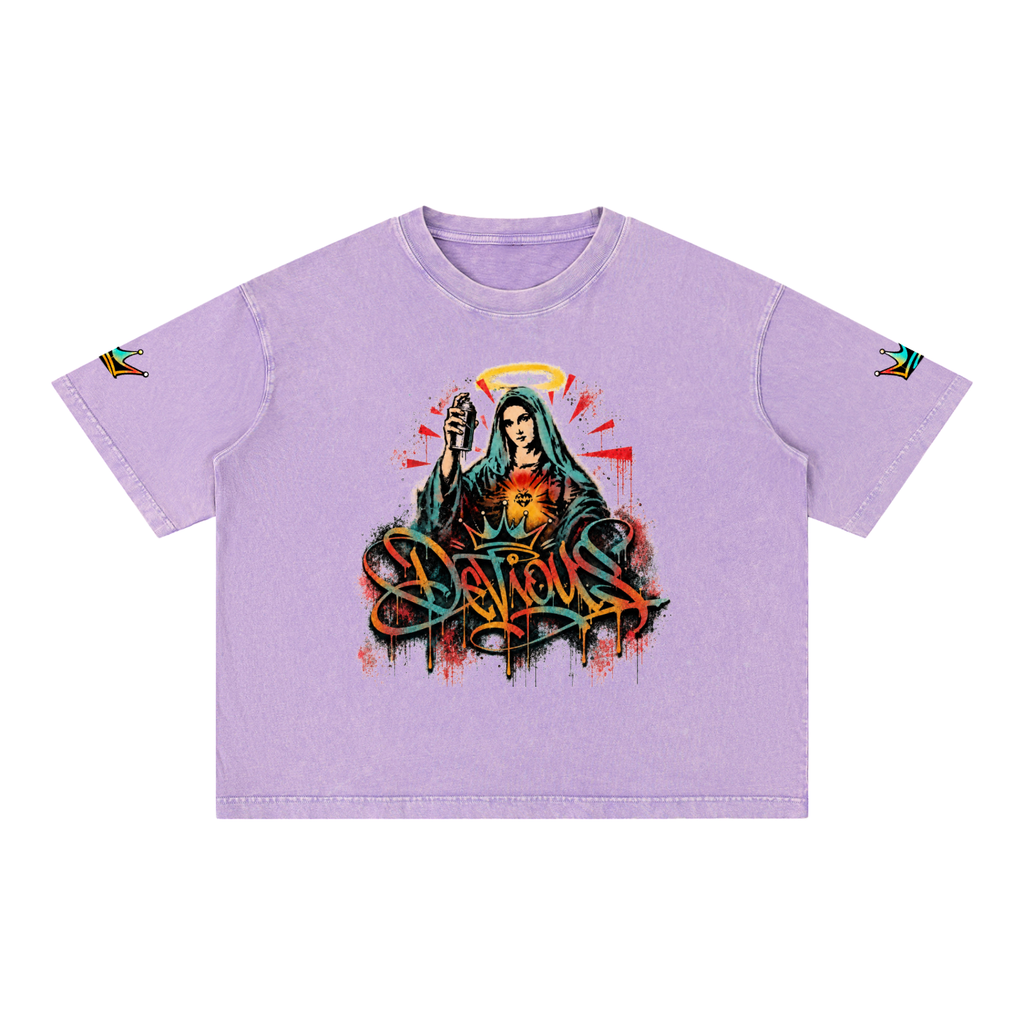 DeViou$ Devine Spray Mineral Wash Boxy Cotton T-Shirt