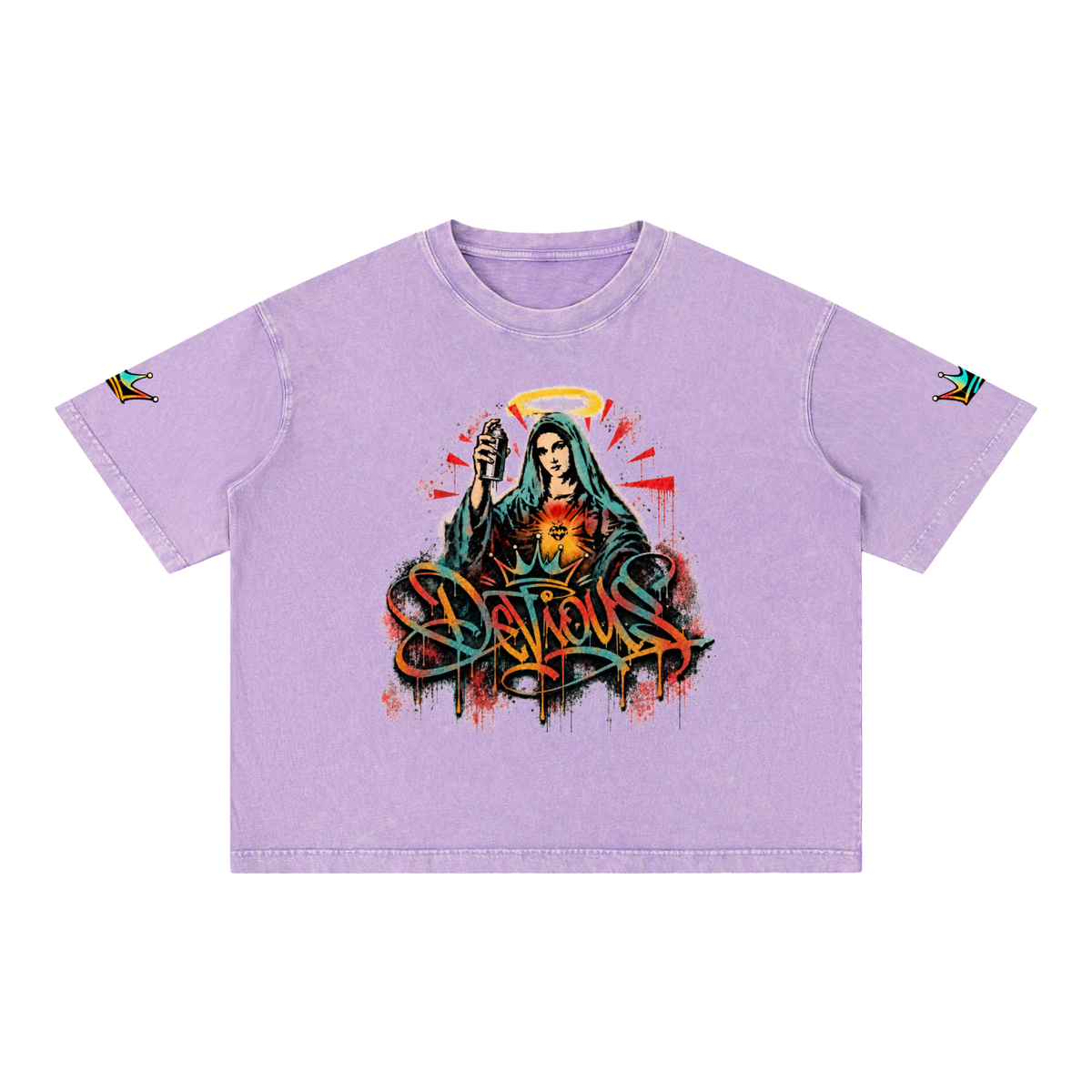 DeViou$ Devine Spray Mineral Wash Boxy Cotton T-Shirt