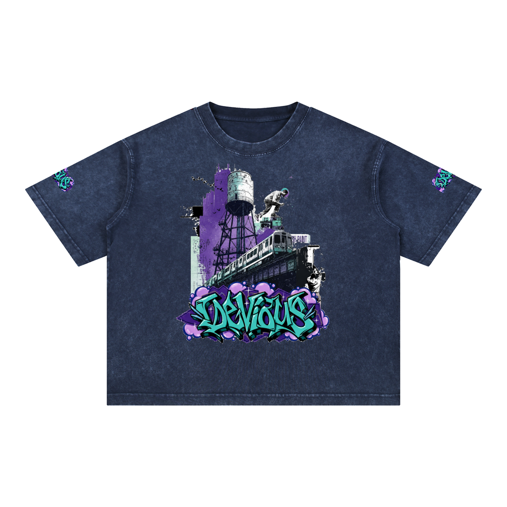 DeViou$ Wild Style Mineral Wash Boxy T-Shirt