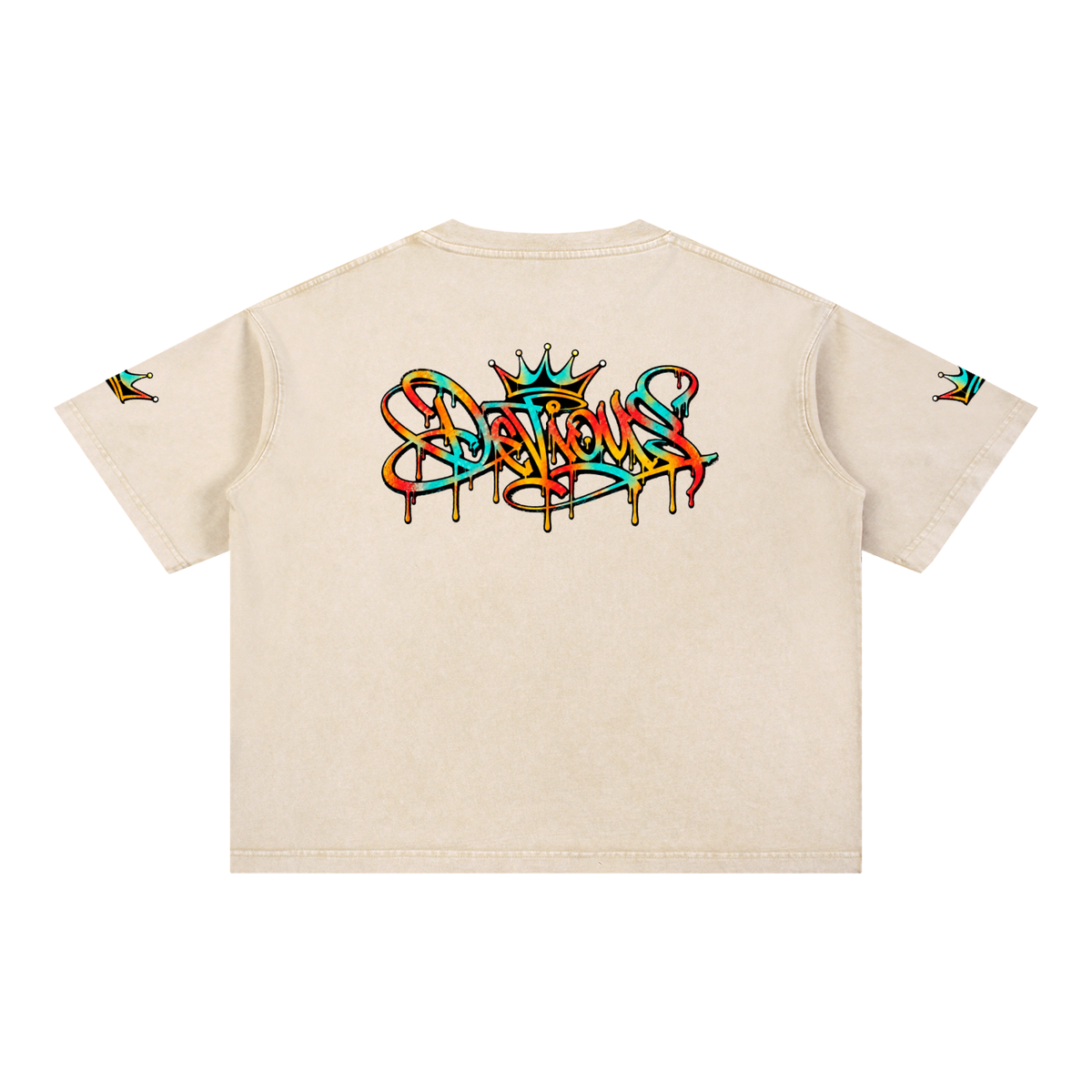 DeViou$ Devine Spray Mineral Wash Boxy Cotton T-Shirt