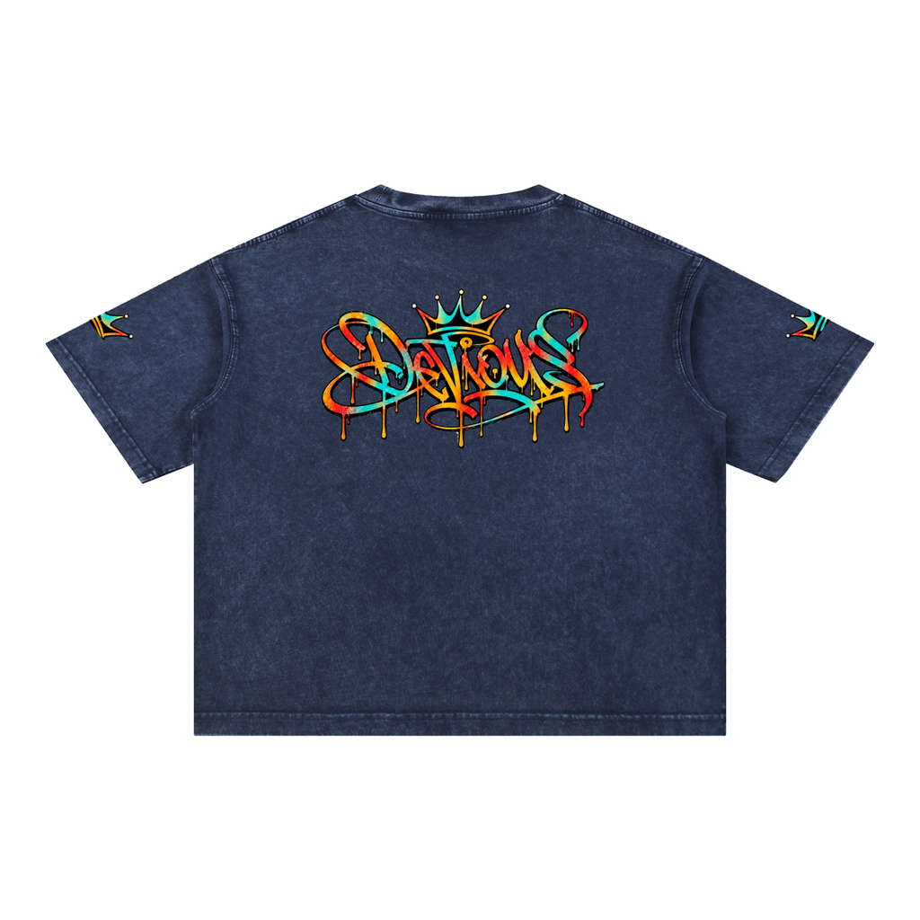 DeViou$ Devine Spray Mineral Wash Boxy Cotton T-Shirt