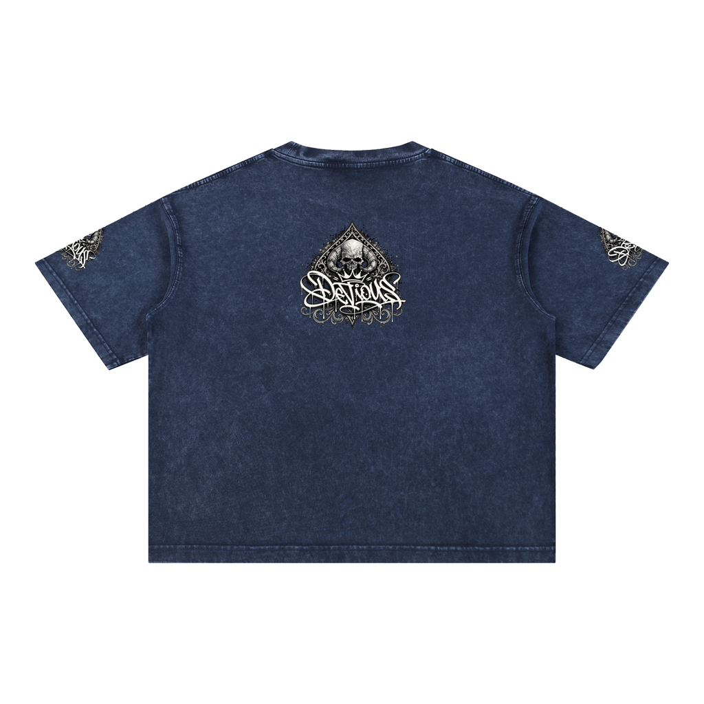 DeViou$ Spade and Skull Mineral Wash Boxy T-Shirt