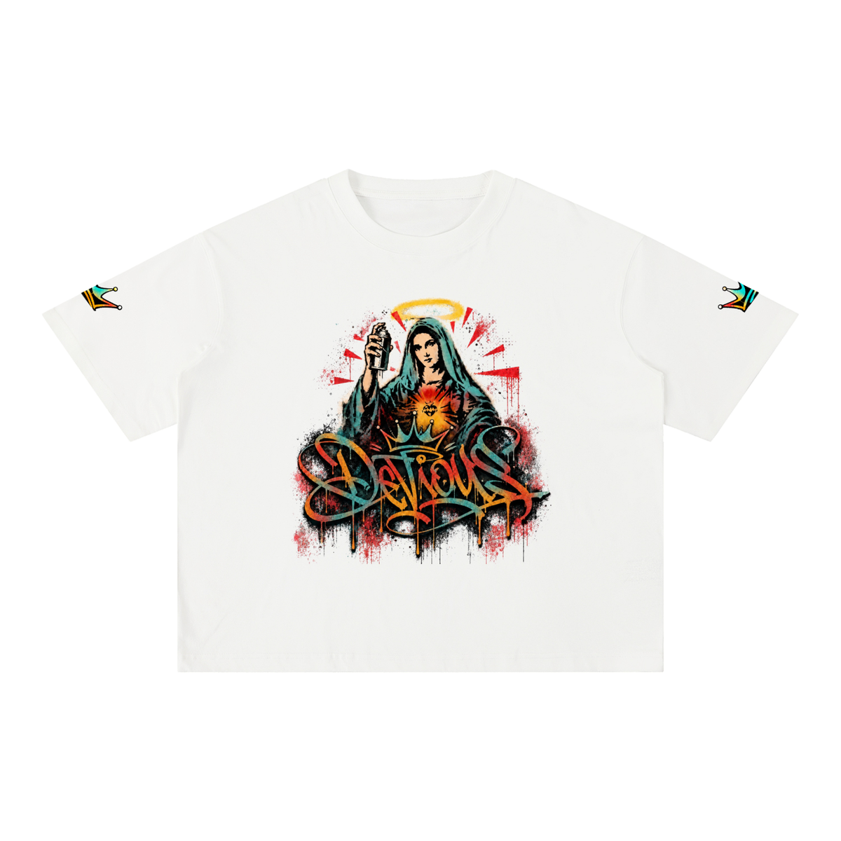 DeViou$ Devine Spray Mineral Wash Boxy Cotton T-Shirt
