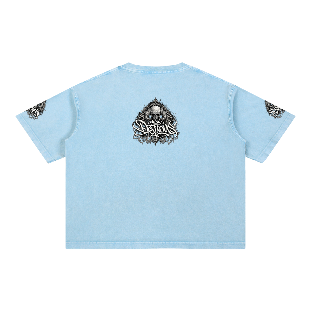 DeViou$ Spade and Skull Mineral Wash Boxy T-Shirt