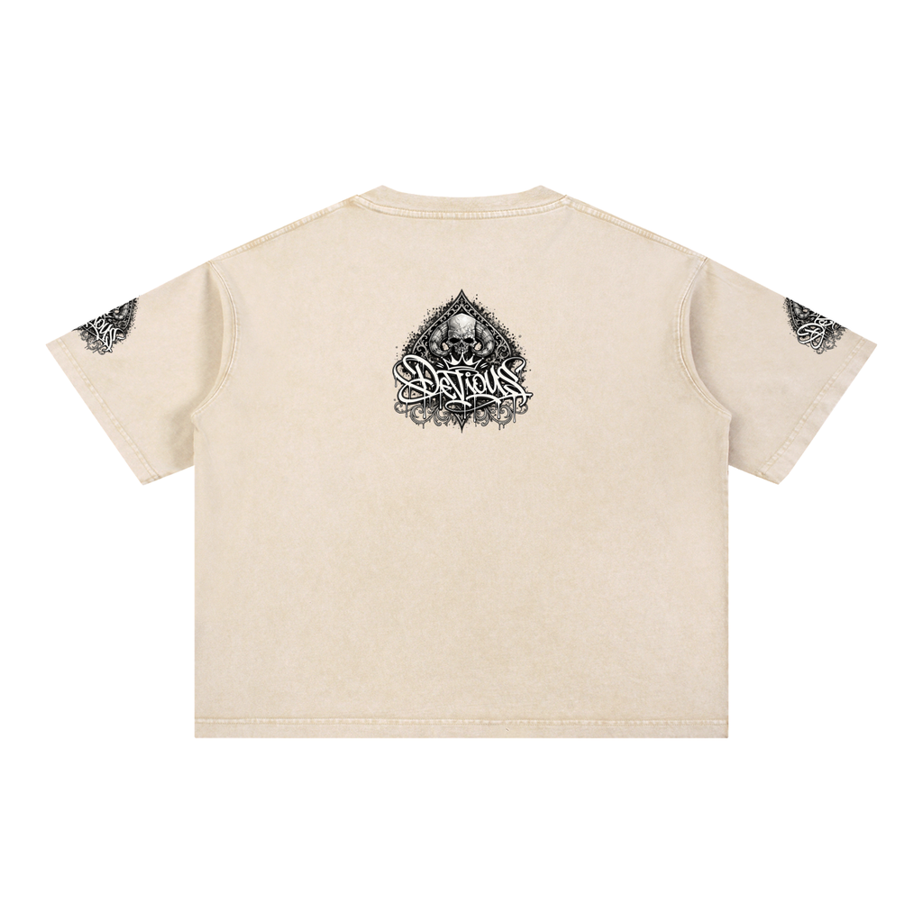 DeViou$ Spade and Skull Mineral Wash Boxy T-Shirt