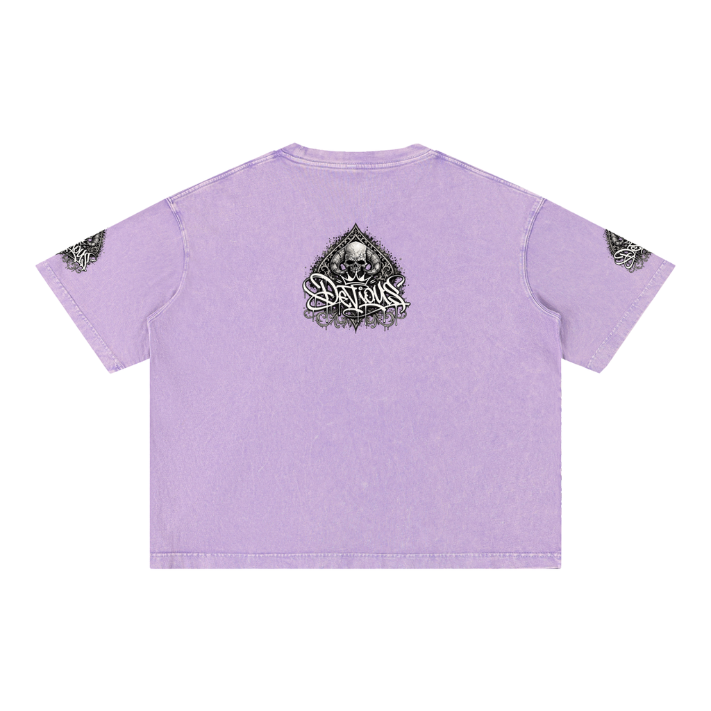 DeViou$ Spade and Skull Mineral Wash Boxy T-Shirt