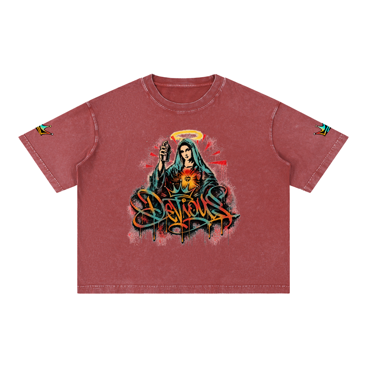 DeViou$ Devine Spray Mineral Wash Boxy Cotton T-Shirt