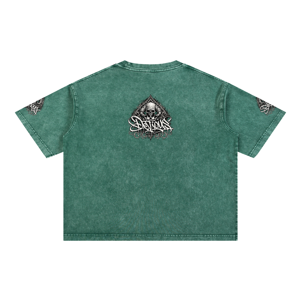 DeViou$ Spade and Skull Mineral Wash Boxy T-Shirt