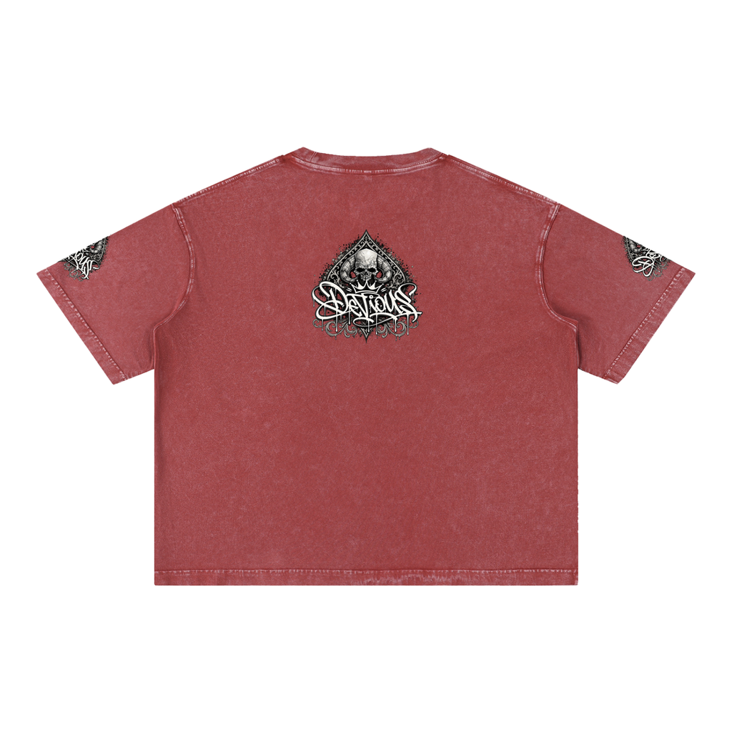 DeViou$ Spade and Skull Mineral Wash Boxy T-Shirt