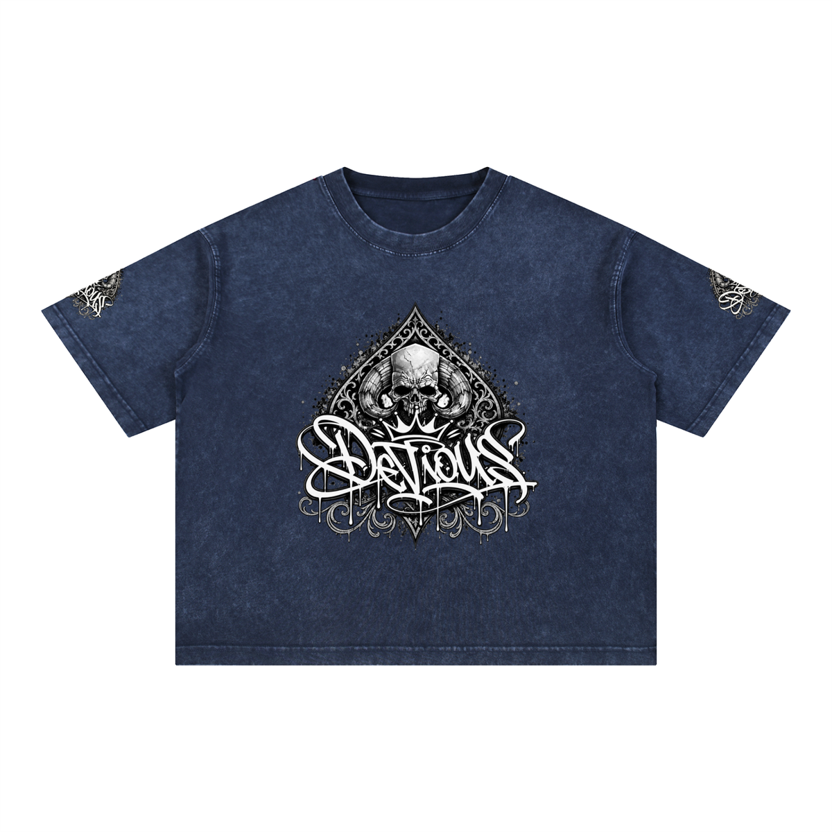 DeViou$ Spade and Skull Mineral Wash Boxy T-Shirt