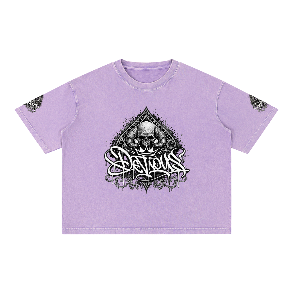 DeViou$ Spade and Skull Mineral Wash Boxy T-Shirt
