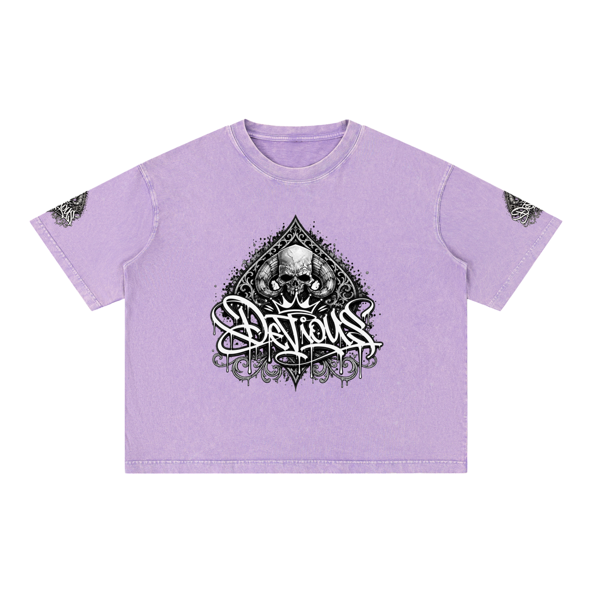 DeViou$ Spade and Skull Mineral Wash Boxy T-Shirt