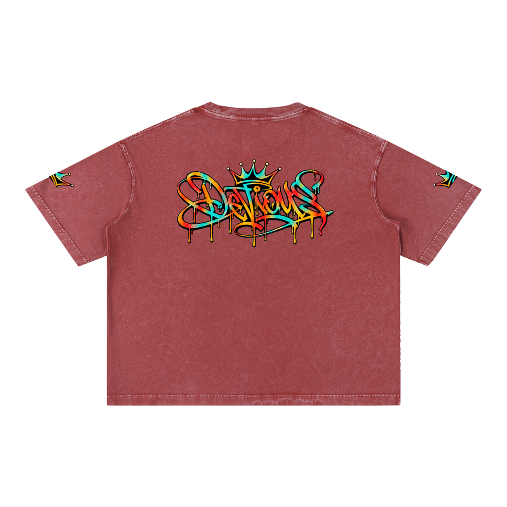 DeViou$ Devine Spray Mineral Wash Boxy Cotton T-Shirt