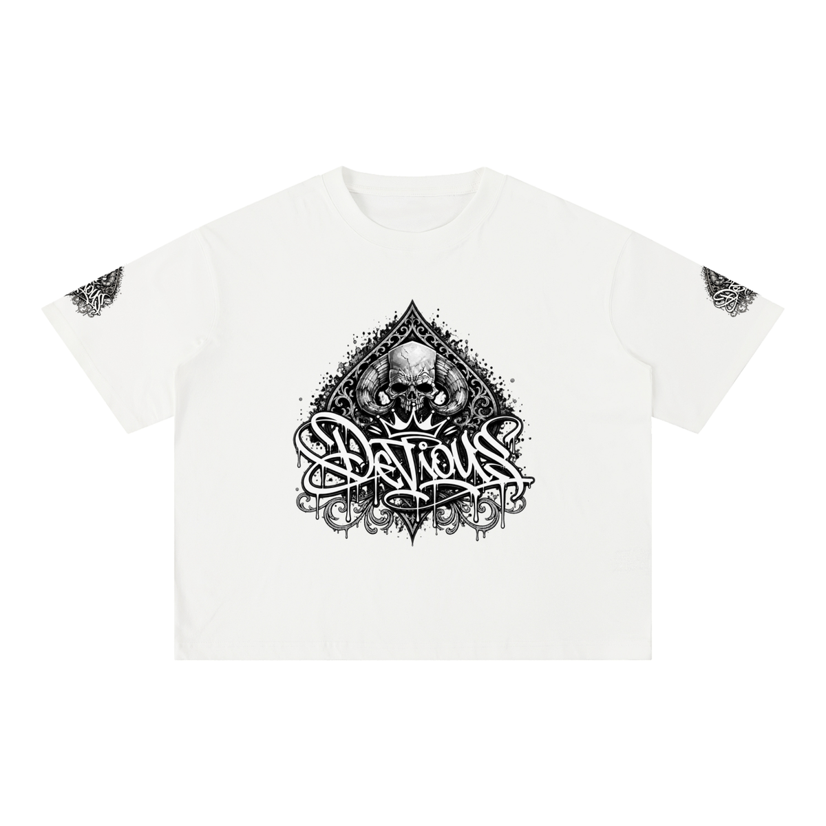DeViou$ Spade and Skull Mineral Wash Boxy T-Shirt