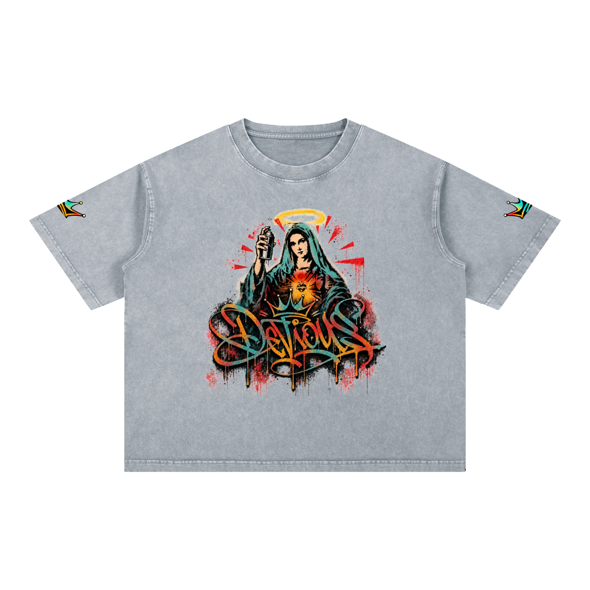 DeViou$ Devine Spray Mineral Wash Boxy Cotton T-Shirt