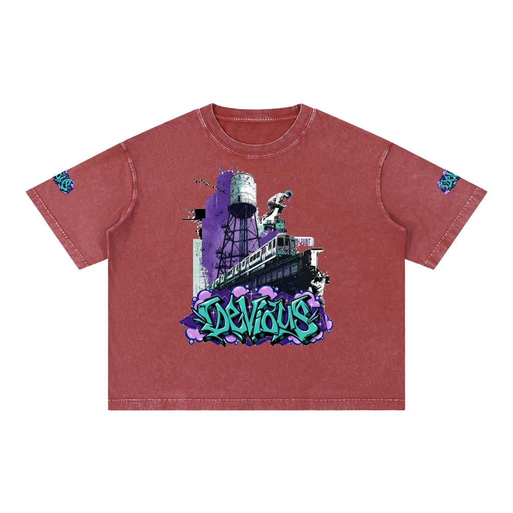 DeViou$ Wild Style Mineral Wash Boxy T-Shirt