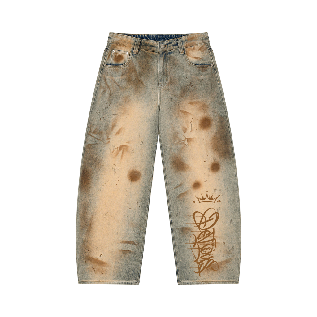 DeViou$ Men’s Vintage Wash Barrel Leg Jeans