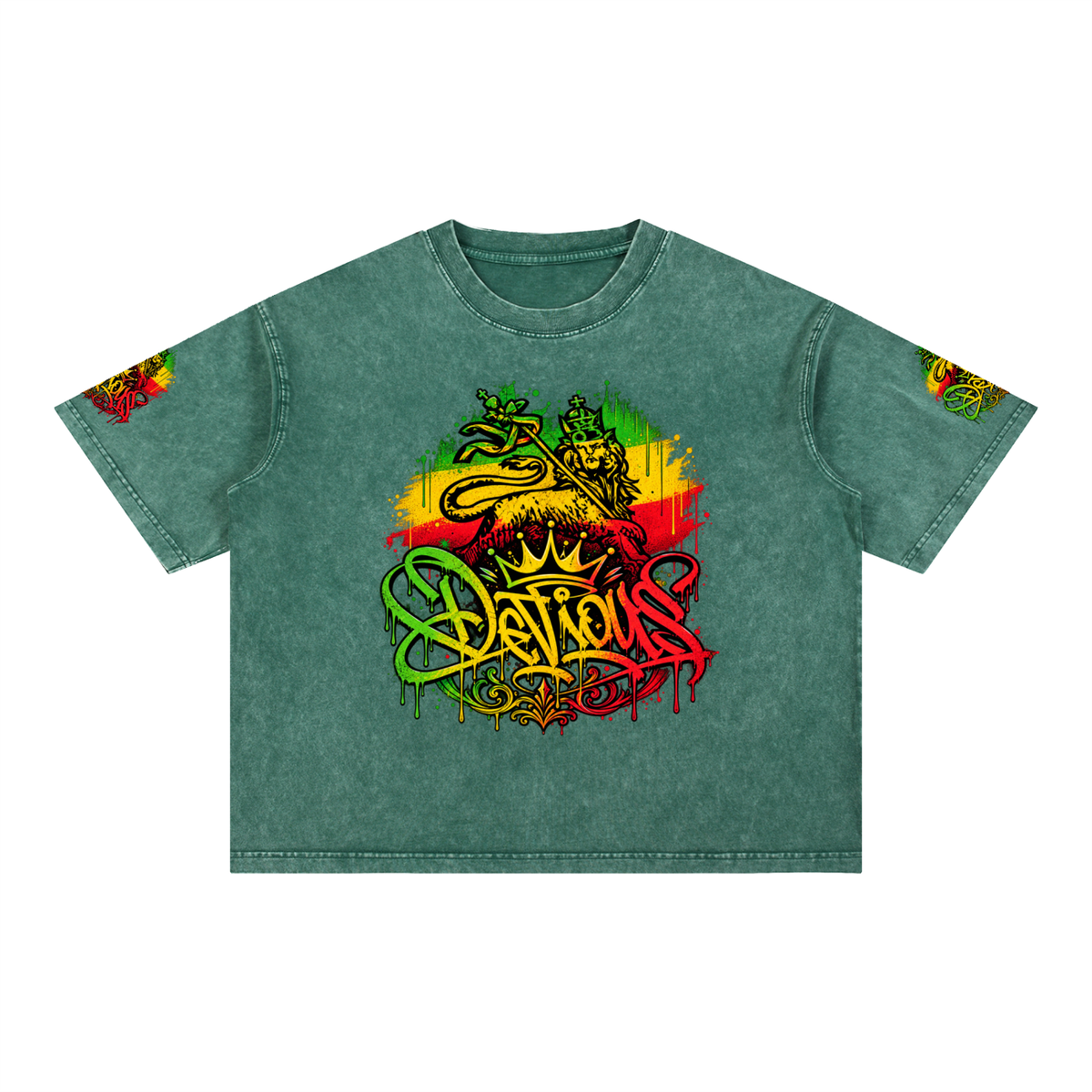 DeViou$ Rastafarrian Mineral Wash Boxy T-Shirt