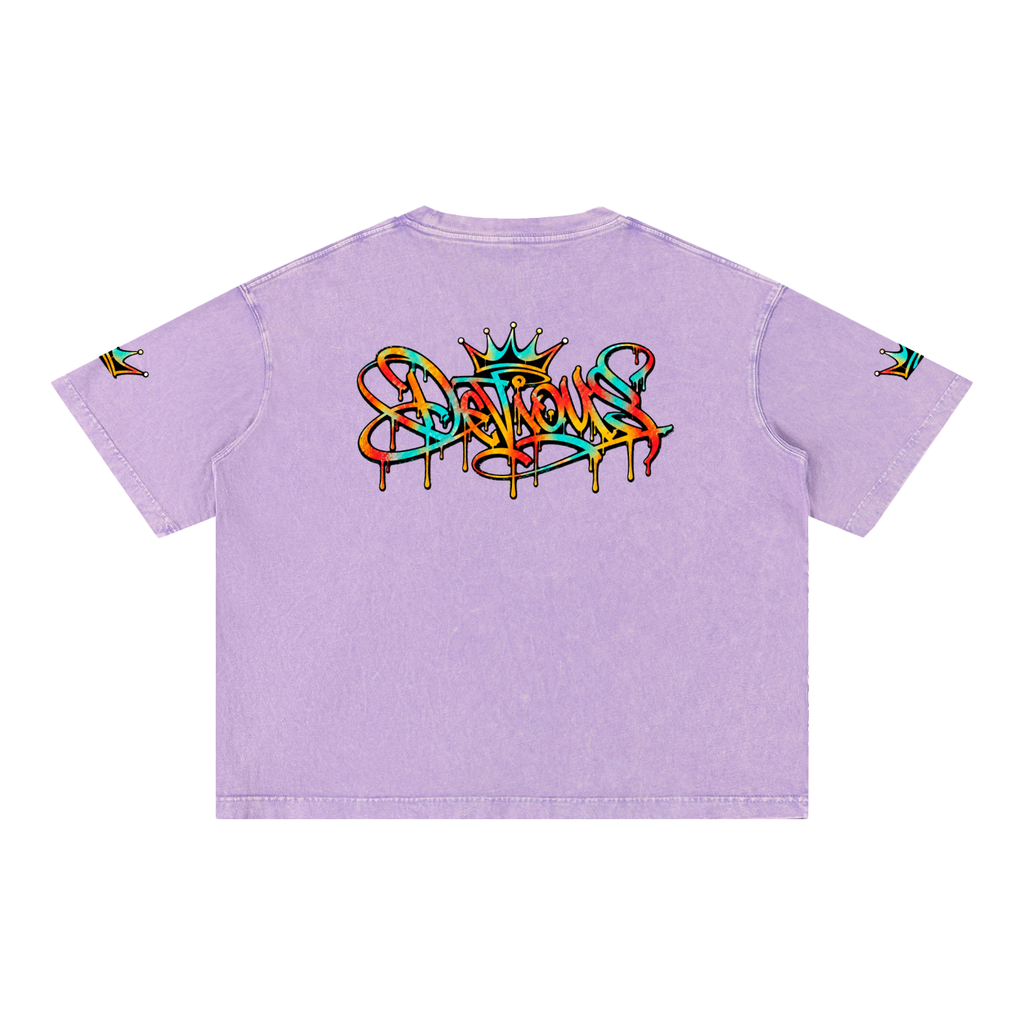 DeViou$ Devine Spray Mineral Wash Boxy Cotton T-Shirt