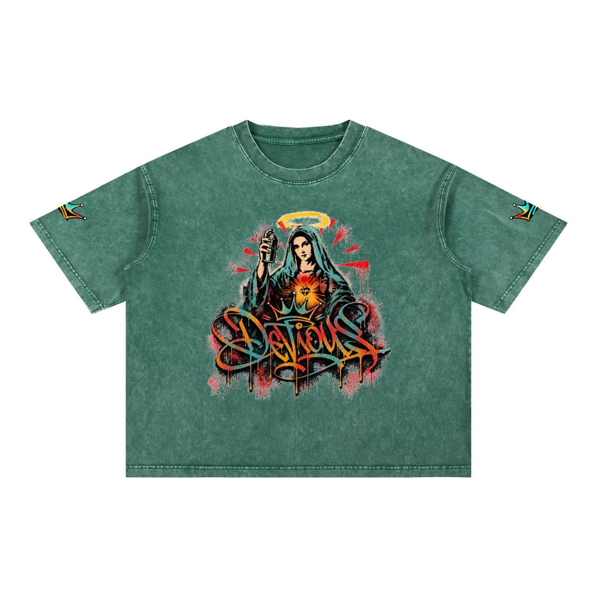 DeViou$ Devine Spray Mineral Wash Boxy Cotton T-Shirt