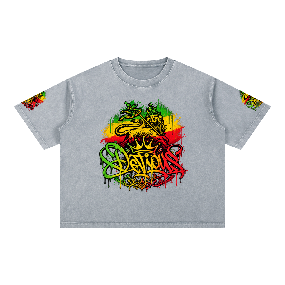DeViou$ Rastafarrian Mineral Wash Boxy T-Shirt