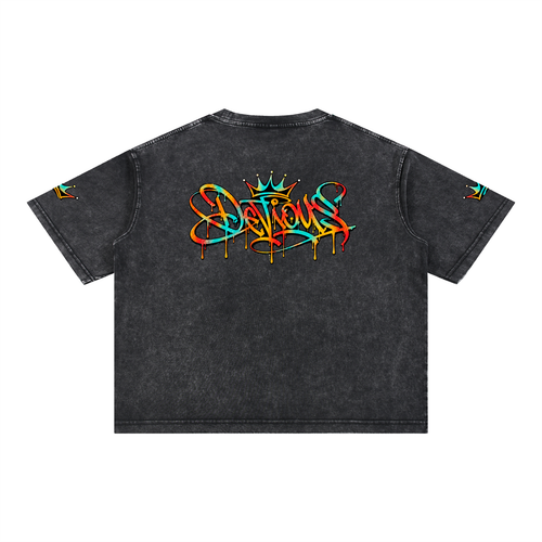 DeViou$ Devine Spray Mineral Wash Boxy Cotton T-Shirt