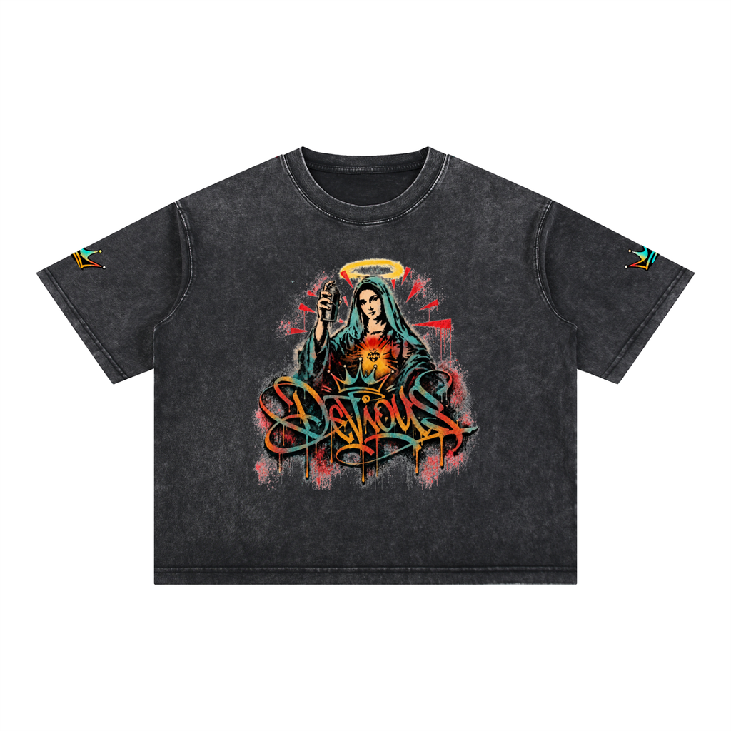 DeViou$ Devine Spray Mineral Wash Boxy Cotton T-Shirt
