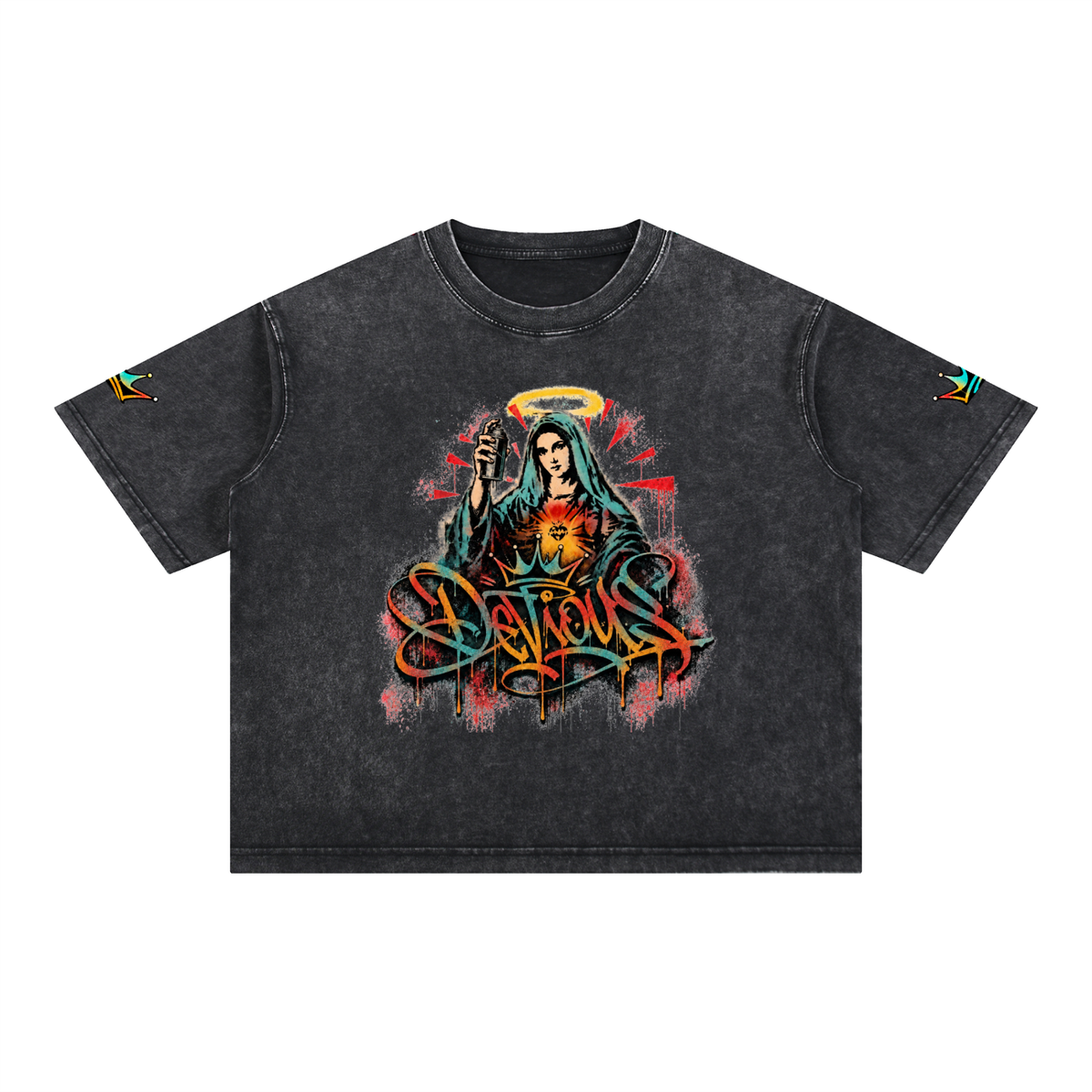 DeViou$ Devine Spray Mineral Wash Boxy Cotton T-Shirt