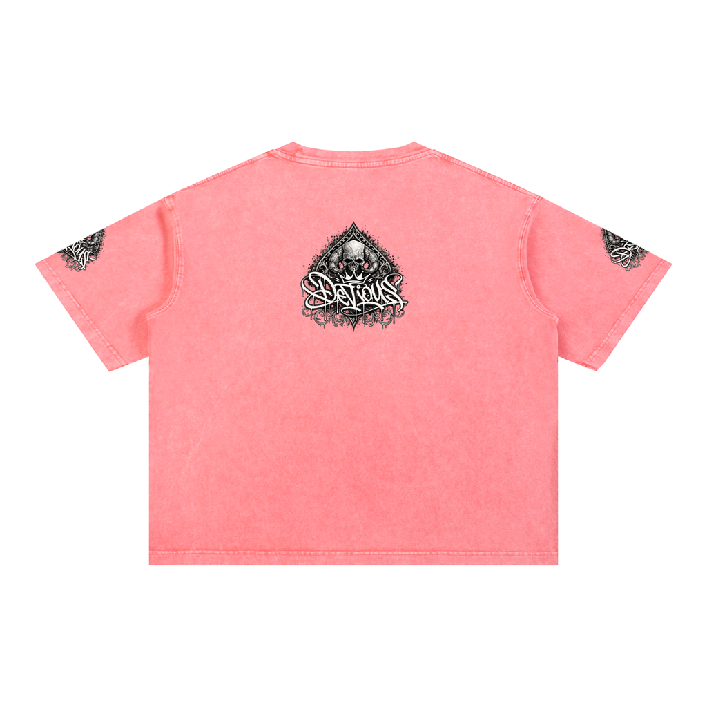 DeViou$ Spade and Skull Mineral Wash Boxy T-Shirt