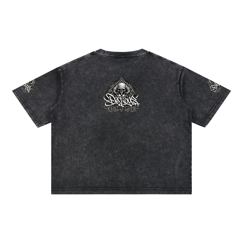 DeViou$ Spade and Skull Mineral Wash Boxy T-Shirt